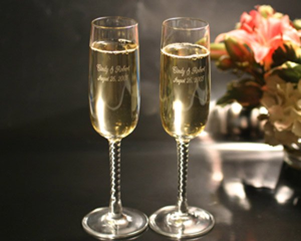 Spiral Stem Champagne Flutes (Set of two)