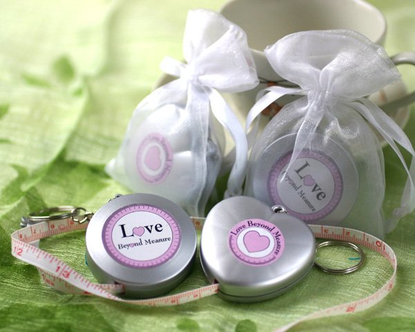 "Love Beyond Measure" Measuring Tape Keychain in Sheer Organza Bag