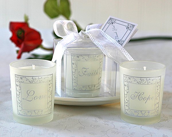 Faith, Hope & Love - Set of 3 Frosted Gift Boxed Votive Candles