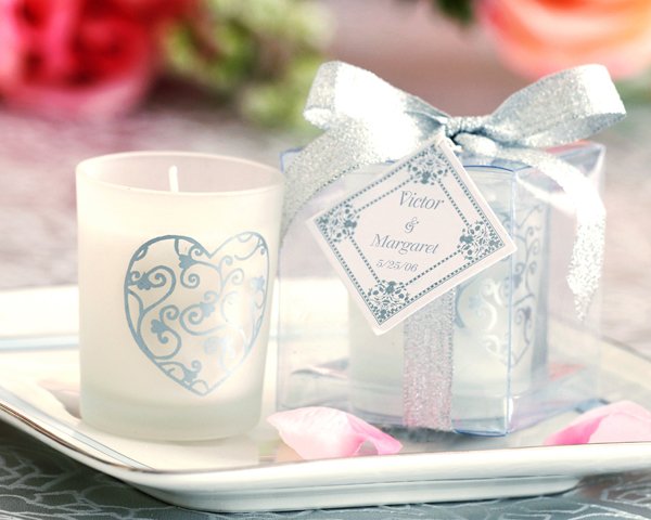 Scented Frosted Glass Votive- Intricate Heart