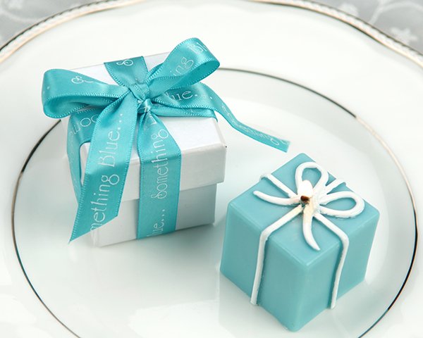 "Something Blue" Gift Box Candle in Pearlized Box with Satin Printed Ribbon
