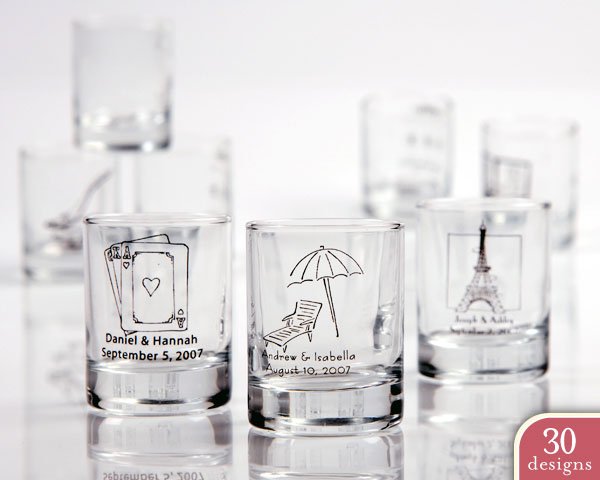 Personalized Shot Glass/ Votive Holder with over 40 Design Choices