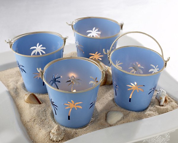 Palm Breezes Beach Pail Tealight Holder - Set of 4