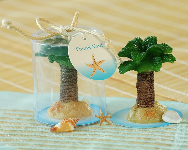 Palm Tree Candle in Display Box with Rope Ribbon and Tag