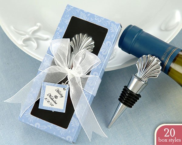Scallop Shell Bottle Stopper in Personality Box ( 20 styles/colors) (Set of 4)