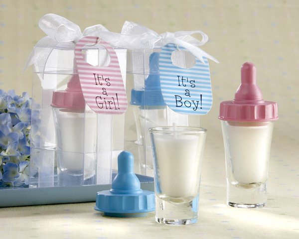 "Baby's First Bottle" Filled-Glass Candle with Adorable Bib Tag (Set of 4)