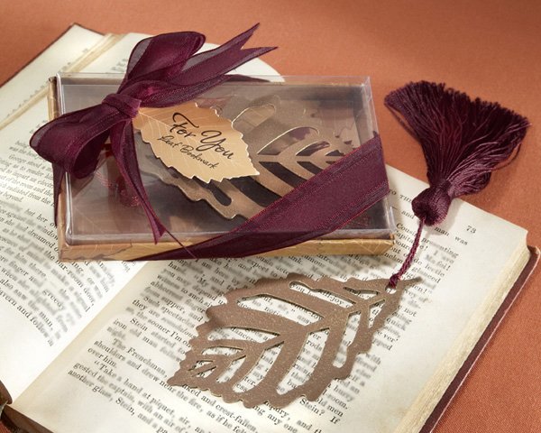 "Turning Leaves" Bookmark with Burgundy Silk Tassel