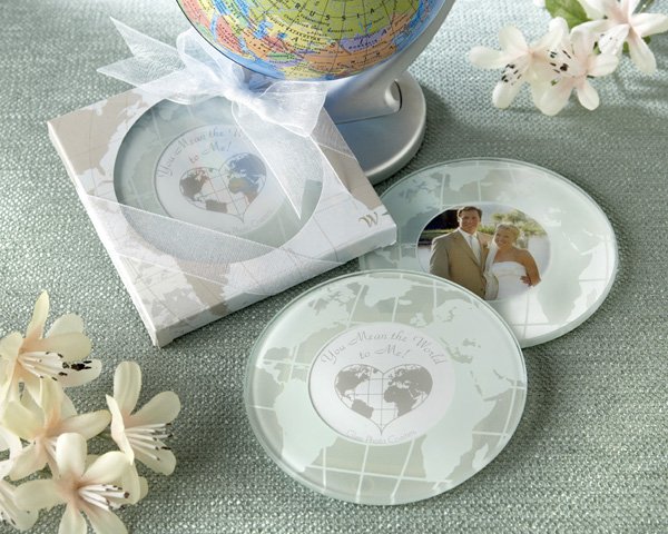 "You Mean the World to Me" Frosted-Glass Photo Coasters
