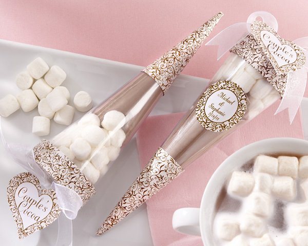 "Couple's Cocoa" Cocoa-Filled Cones (Set of 12, Personalized Labels Available)