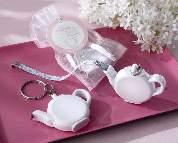 "Love is Brewing" Teapot Tape Measure Keychain