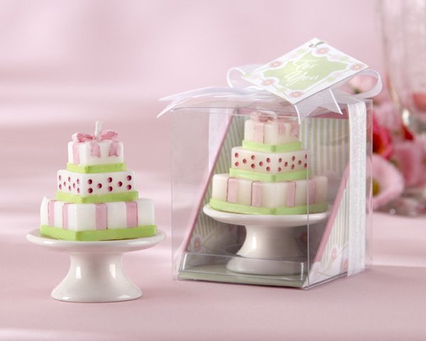 "Buttercream Dreams" Cake Candle on Porcelain Pedestal Cake Plate(Set of 4)