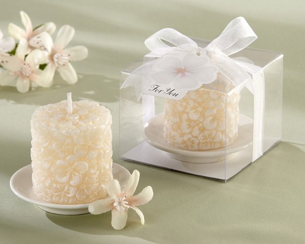 "Plumeria" Floral-Scented Candle with Ceramic Candle Holder (Set of 4)