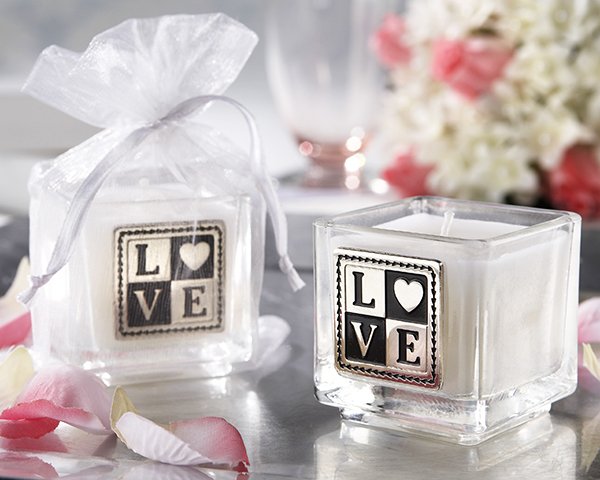 "L-O-V-E" Engraved and Scented Square Votive Candle (Set of 4)