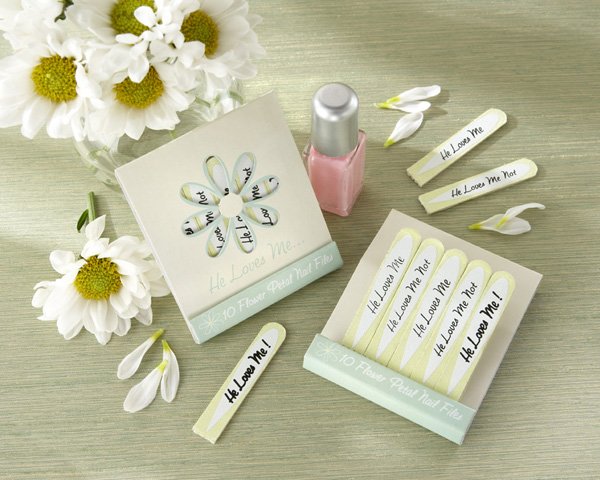 "He Loves Me. He Loves Me Not." Ten-Piece, Flower-Petal Nail Files (Set of 12)