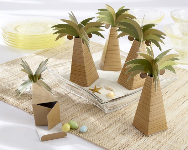 Palm Tree Favor Box with Multi-dimensional Detail (Set of 24)