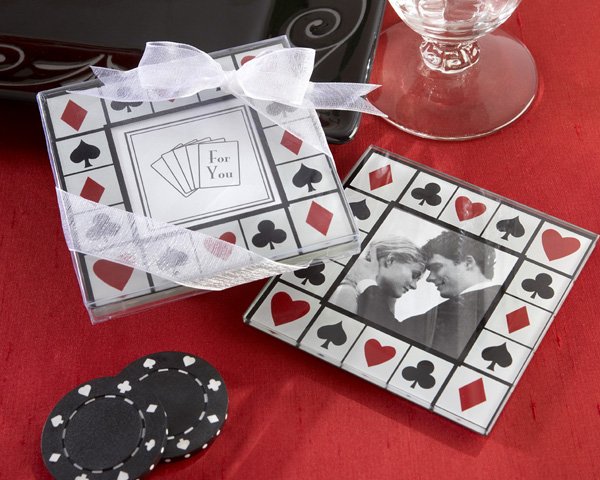 "Perfectly Suited!" Las Vegas-Themed Glass Photo Coasters (Set of Two)