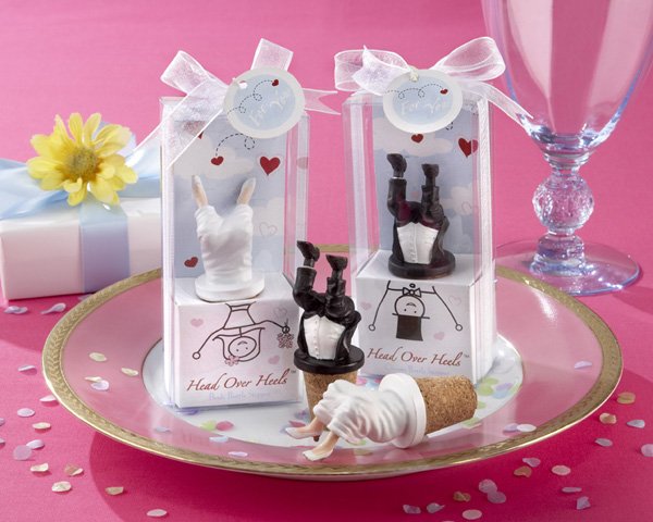 "Head Over Heels" Bride or Groom Bottle Stoppers