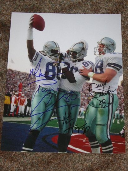 MICHAEL IRVIN DARYL JOHNSTON ALVIN HARPER SIGNED COWBOYS 11X14 PHOTO PIC PROOF SIGNING
