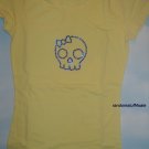 Skull w/ Bow Yellow T-shirt with Sapphire Blue Swarovski Crystal