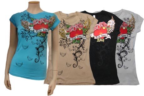 Khaki True Love Heart Tattoo Design Tee Small