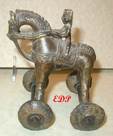 Asian Bronze Horse and Rider Temple Toy Tibet Buddhist