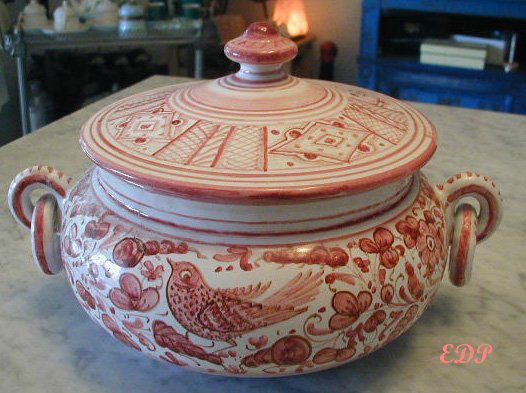Deruta Tureen Floral Birds Italy Hand Painted Majolica