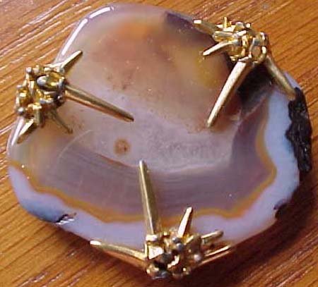 Marcel Boucher Banded AGATE Geode Brooch Pin Signed