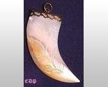 Mother of Pearl Carved Flowers Tiger Claw Pendant Charm