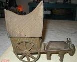 Asian Bronze Ox and Cart Temple Toy Tibet Buddhist Wagon
