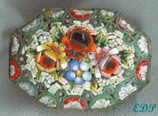 Micro Mosaic Pin Brooch Italy Florals Flowers