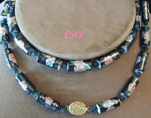 Cloisonne Porcelain Beads Necklace Filigree Clasp Bead