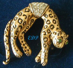 Florenza Leopard Brooch Moving Tail Cheetah Pin Cat