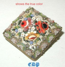 Micro Mosaic Pin Brooch Italy Florals Flowers