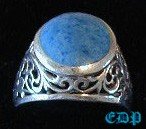Sterling Filigree Ring Lapis or Turquoise Stone