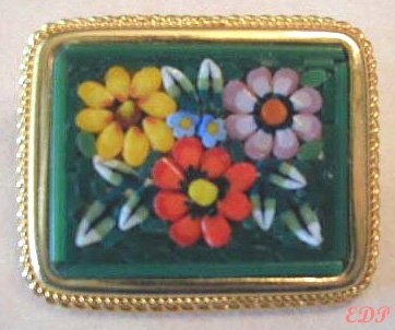 Italian Micro Mosaic Floral PIN or Brooch