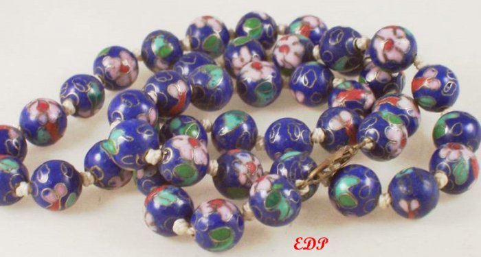 Cloisonne Beads Necklace Enamel Floral Filigree Clasp
