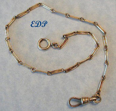 19C European Watch Chain 13" Bracelet Etched Links