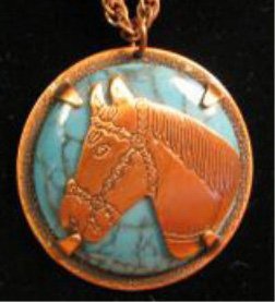 Native American Copper Horse Necklace Equestrian