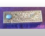 Italian Peruzzi Lipstick Case Turquoise Etched ART DECO