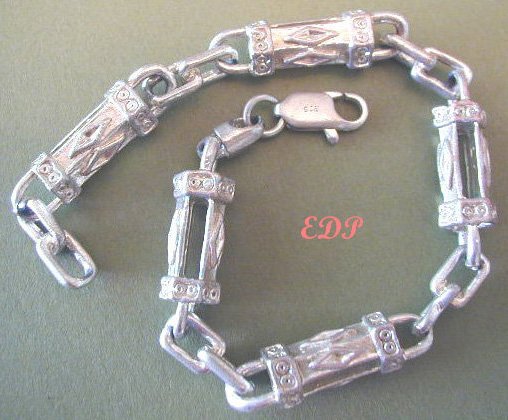 Italian STERLING Unisex Etruscan Link HEAVY BRACELET