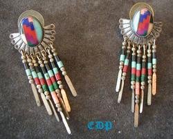 Native American Navajo Sterling Mosaic Gem Earrings