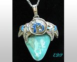 Chinese Enamel Filigree Turquoise Jade Pendant Charm