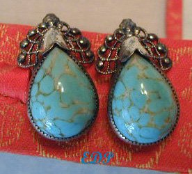 Sterling Turquoise Screwback Earrings Danecraft Vintage