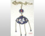 Asian Snuff Bottle Necklace Cranes Cloisonne Enamel Dangles