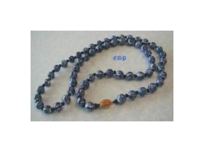 Oriental Blue and White Porcelain Necklace Knotted Asian