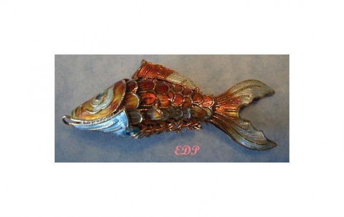 Champleve Enamel Articulated Fish Koi Charm Pendant
