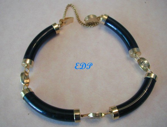 Oriental Asian Chinese Jade Bracelet w/ Safety Chain