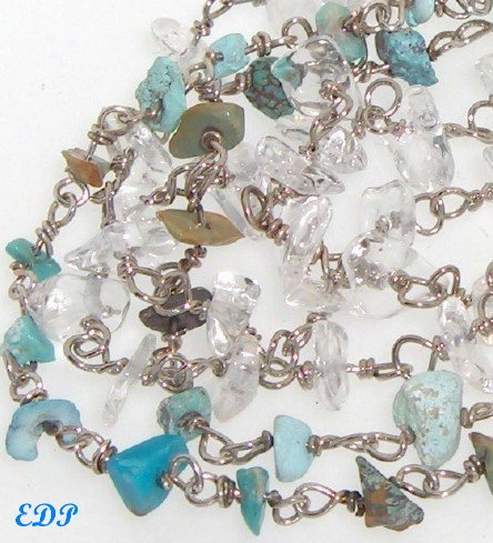 Turquoise and Quartz Bracelet Sterling Native American