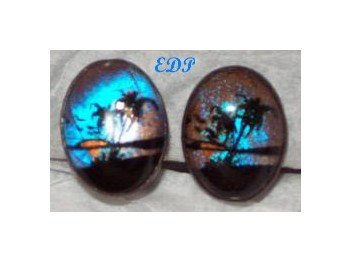 STERLING Hoffman Tropical Scene Butterfly Wing Earrings