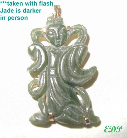 Carved JADEITE JADE Asian Lady Deity PENDANT CHARM